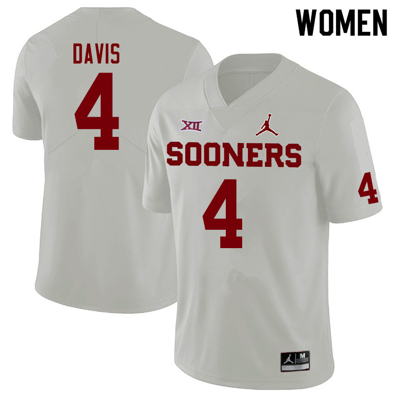 Jordan Brand Women #4 Jaden Davis Oklahoma Sooners College Football Jerseys Sale-White